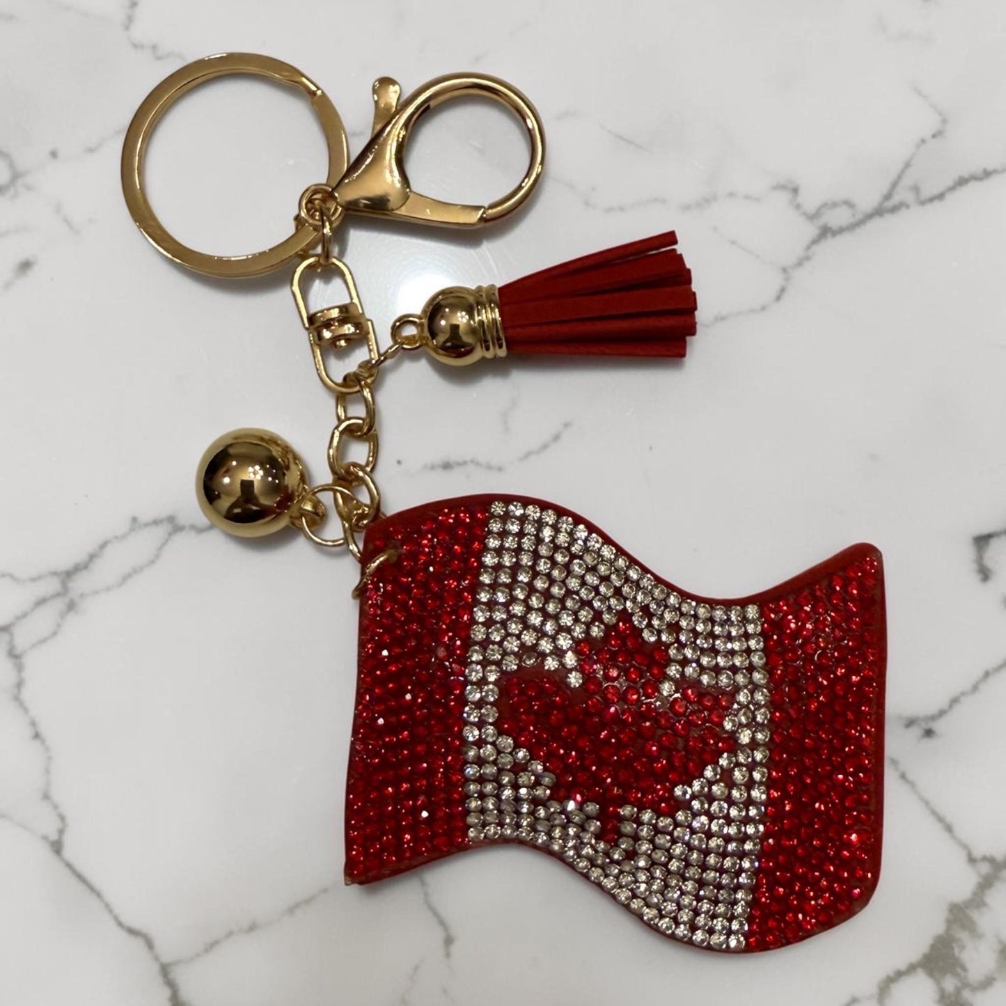 Canada Flag Rhinstone Keychain