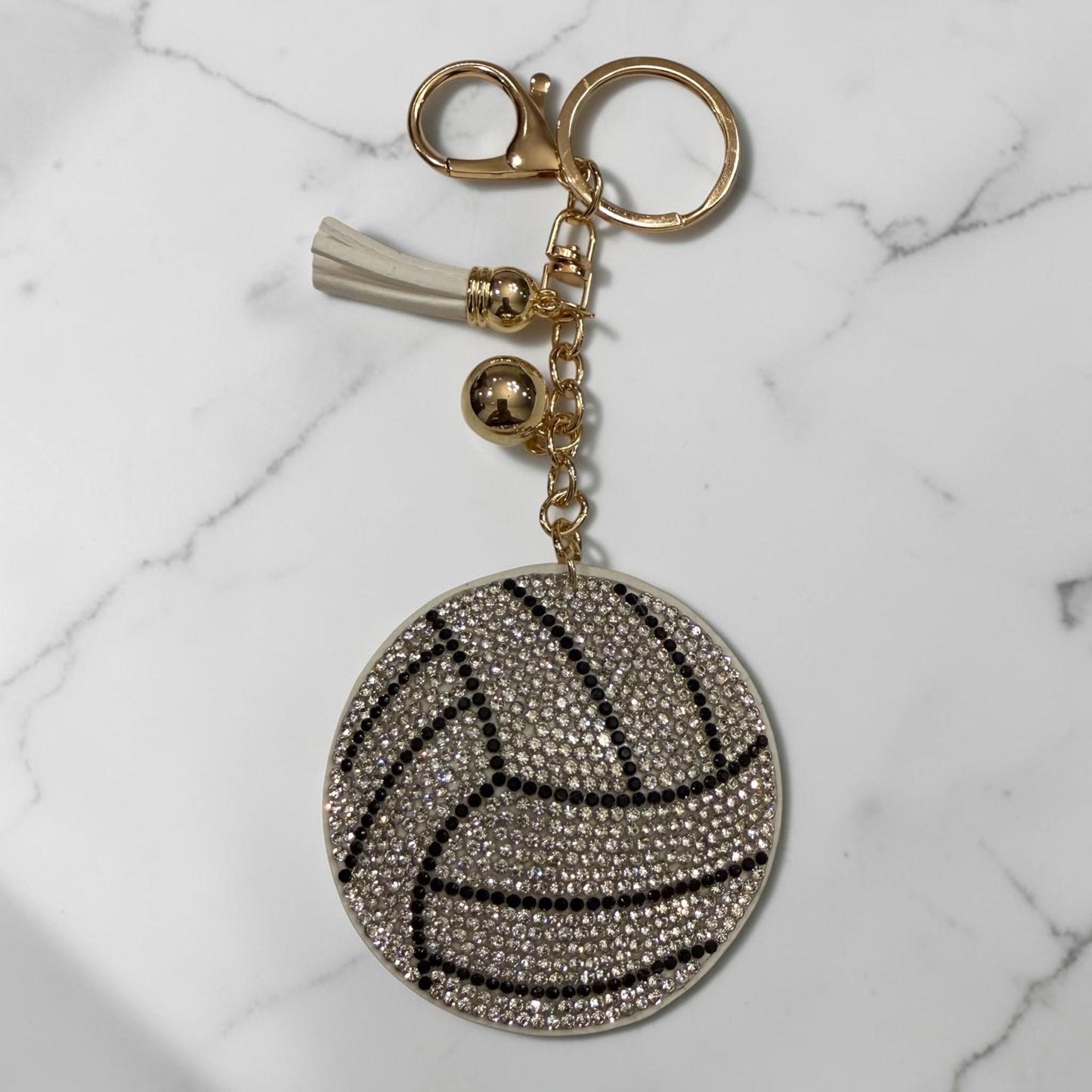 Rhinstone Volleyball Keychain