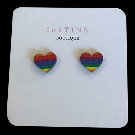 Rainbow Heart Stud Earrings