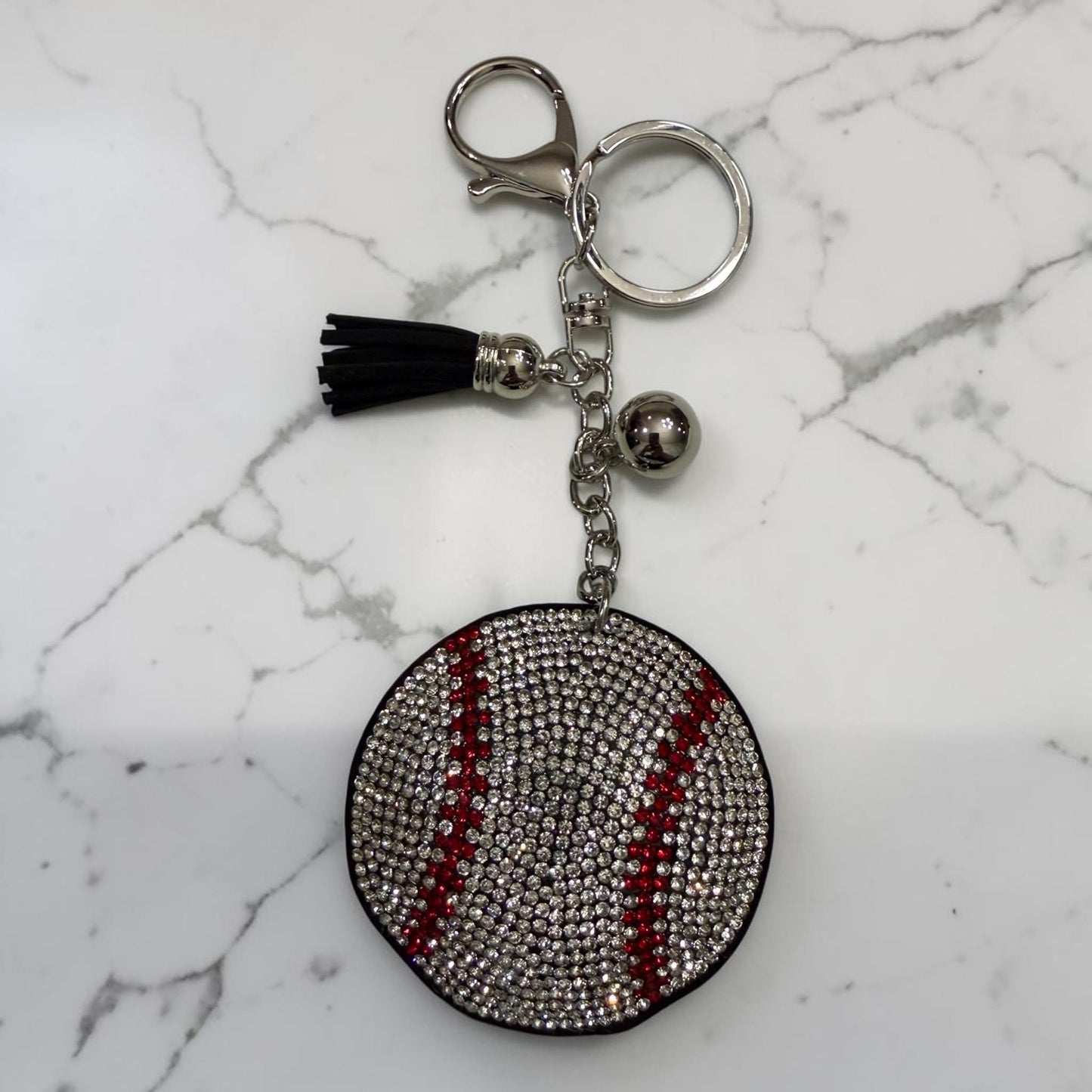 Rhinstone Baseball Keychain