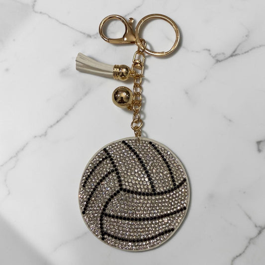 Rhinstone Volleyball Keychain