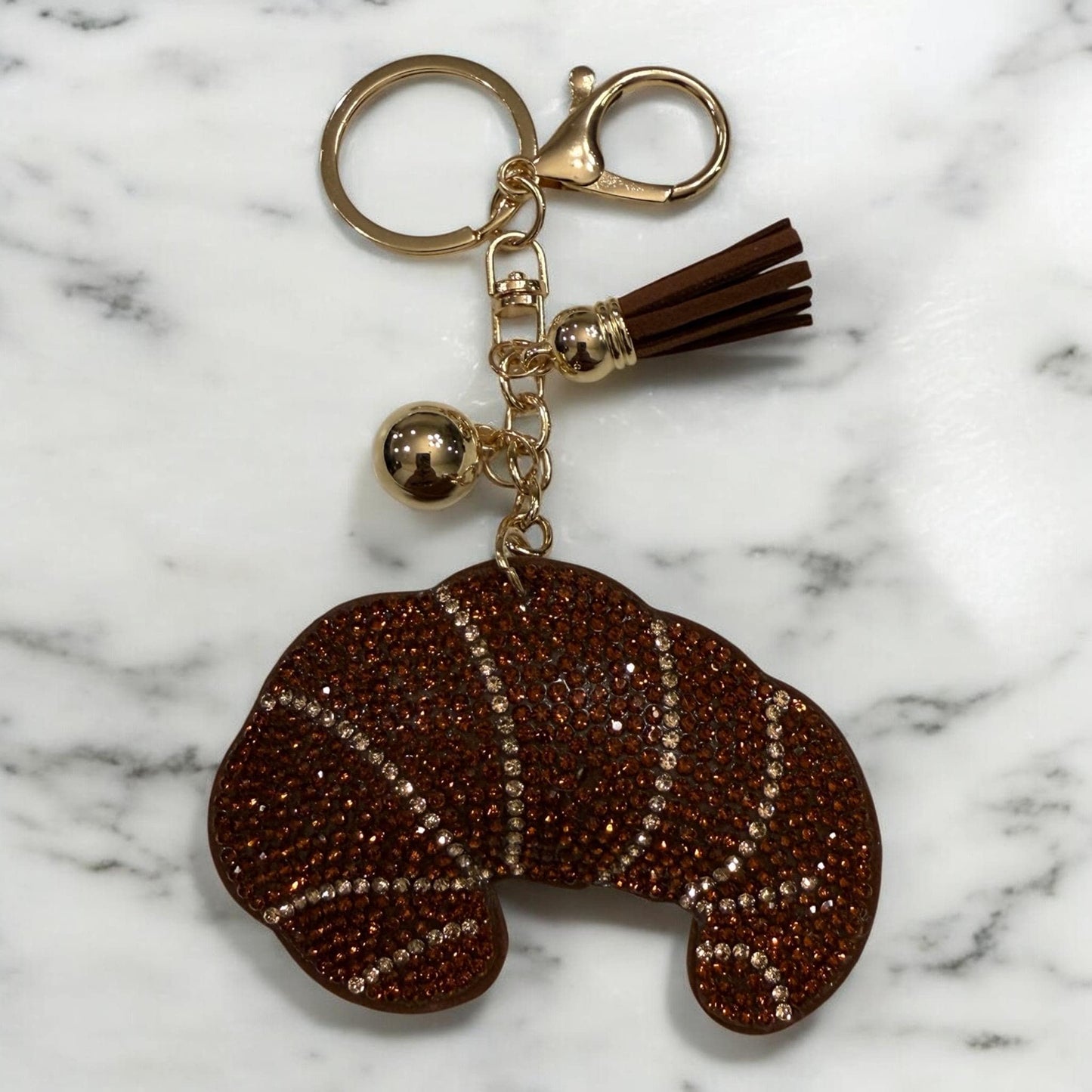 Rhinestone Croissant Keychain