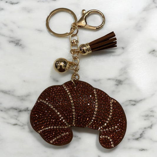 Rhinestone Croissant Keychain