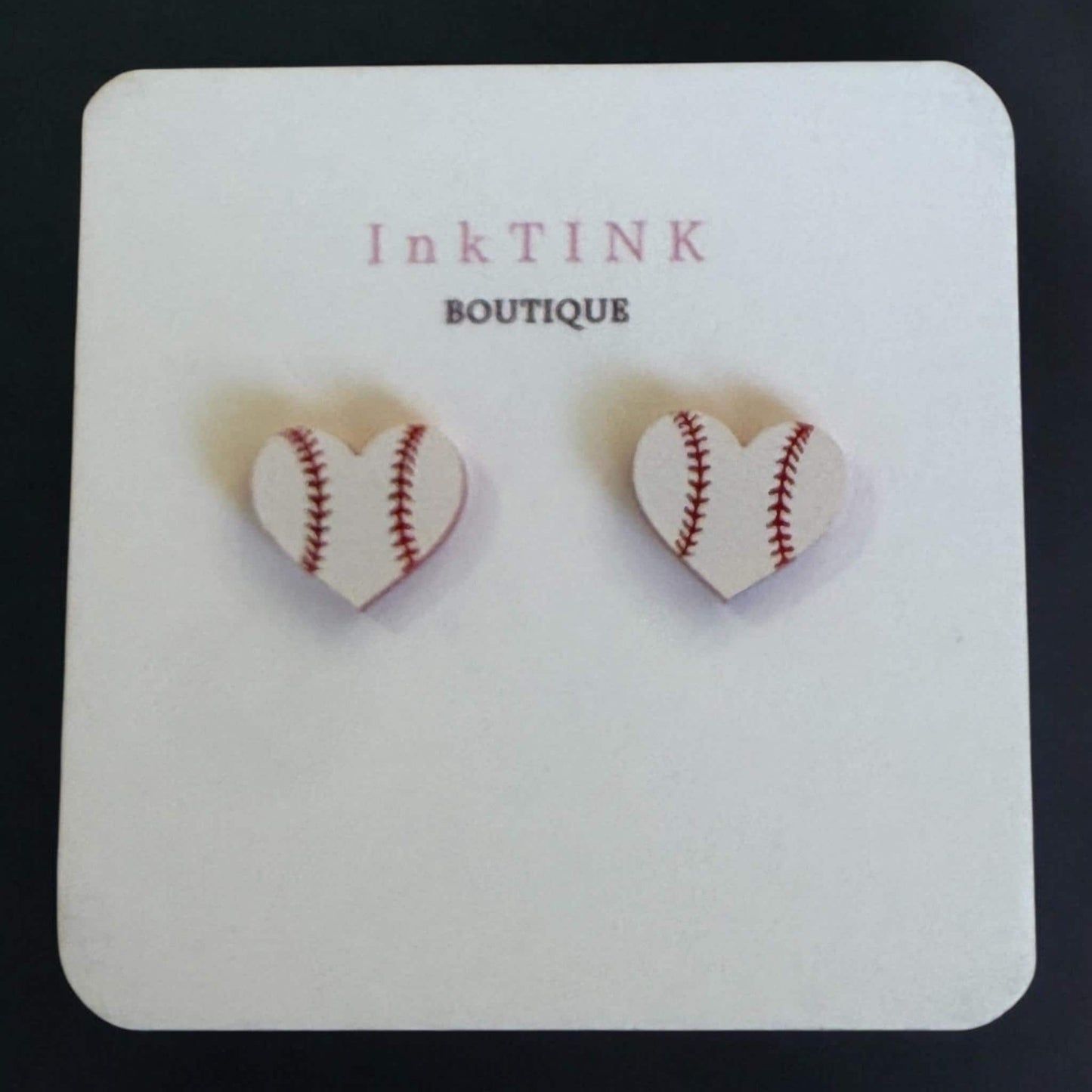 Baseball Heart Stud Earrings