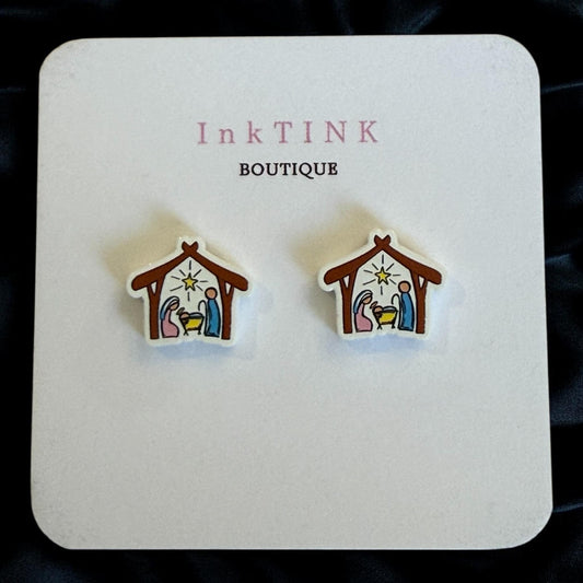Nativity Scene Stud Earrings