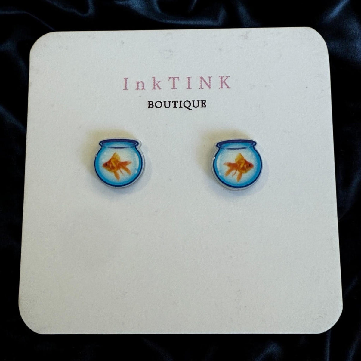 Gold Fish Bowl Stud Earrings